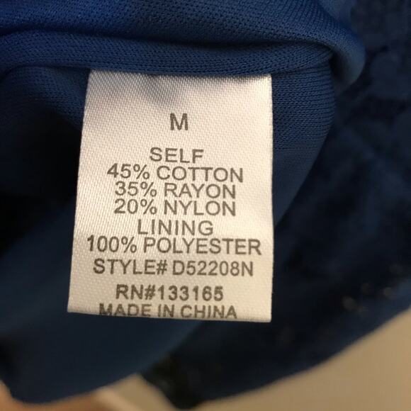 Francesca’s Cornelia Lace Blue Dress Fit Flare Medium Short Sleeveless - Picture 7 of 8